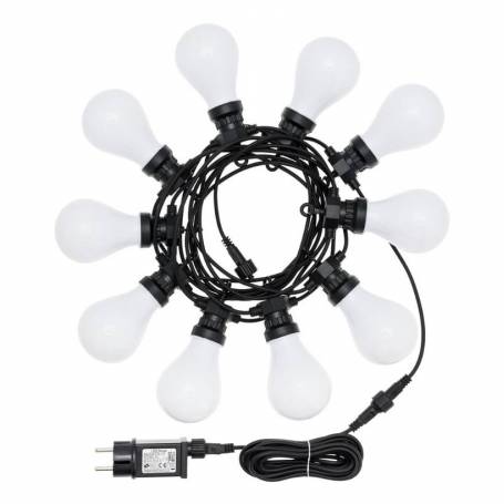 Guirlande Guinguette câble noir 5.5M 10 ampoules blanches Led blanc chaud connectable professionnel