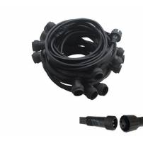 Guirlande guinguette connectable 50 M 150 douilles IP65 câble caoutchouc plat noir