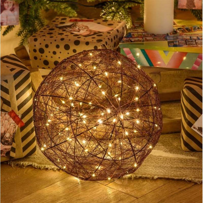 Sphère lumineuse mètal câble cuivre 160 LED blanc chaud professionnel