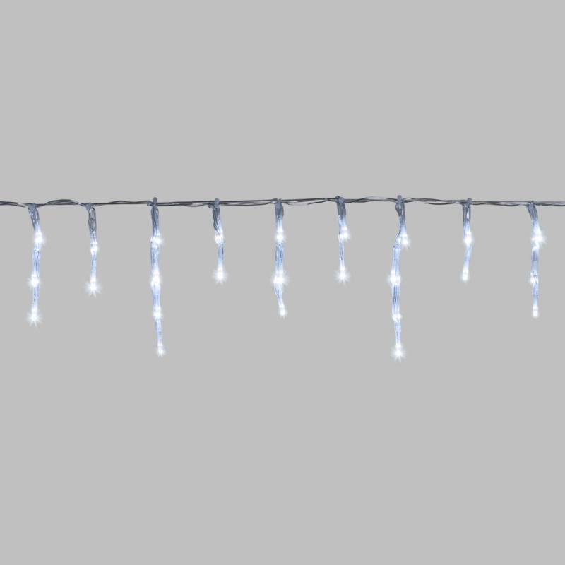 Guirlande mini stalactite 10M H 12CM 550 LED blanc froid cable blanc