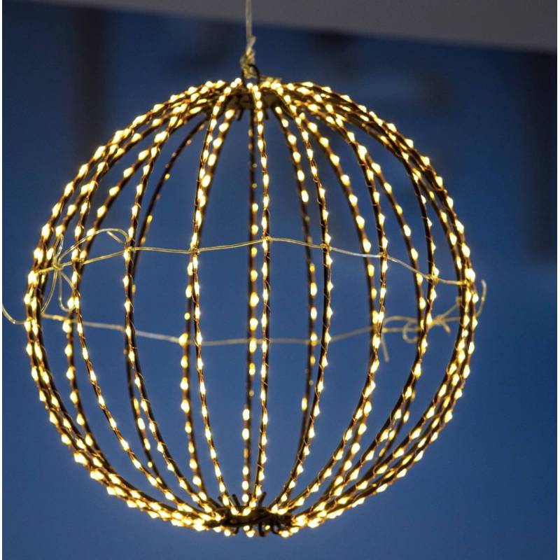 Sphère lumineuse 40CM 700 LED blanc chaud fil cuivre structure métal marron professionnel