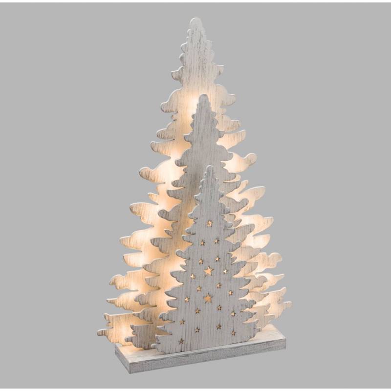 Sapin lumineux Noel bois blanc vintage 35CM 20 LED blanc chaud professionnel décoration noël