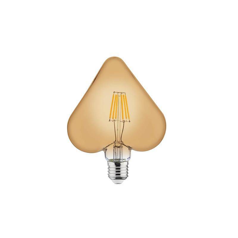 Ampoule vintage coeur E27 6W LED filament verre 2200K blanc chaud professionnel
