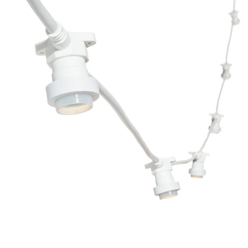 Guirlande guinguette câble blanc 5M 8 douilles E27 prolongeable IP44 LUXA professionnel