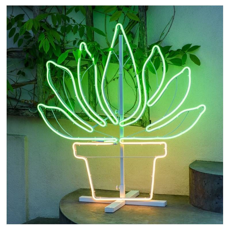 Lampe néon déco plante en pot 81x77 cm 672 leds blanc chaud / vert