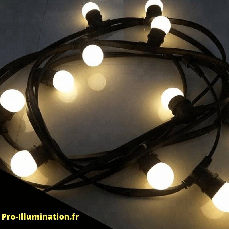 Guirlande Guinguette 10M 10 ampoules LED E27 blanc chaud professionnel