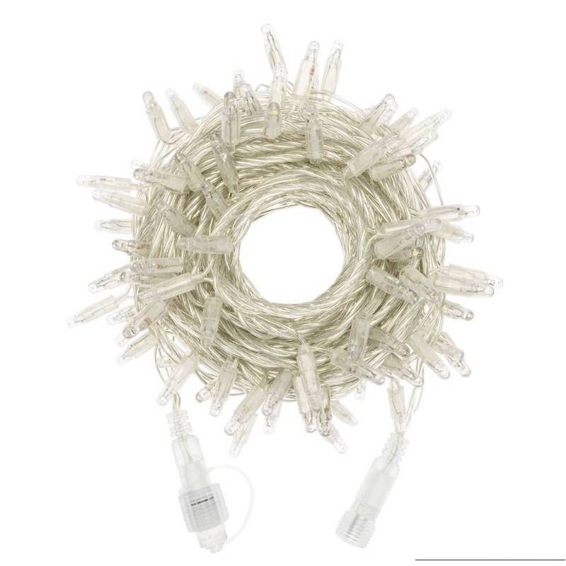 Guirlande lumineuse 10M extensible 96 LED Blanc froid 8 programmes cable transparent 24V professionnel