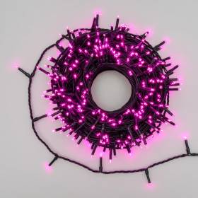 Guirlande lumineuse 25 m 360 miniLED Rose 8 jeux de lumière câble vert