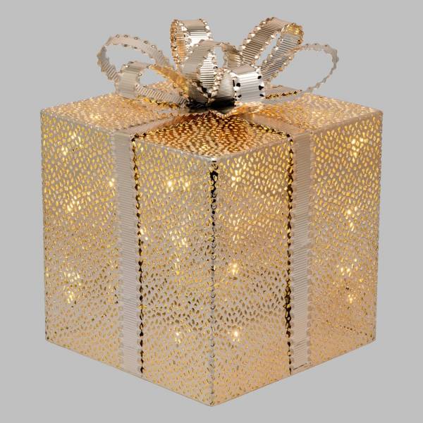Cadeau lumineux H25cm 40 led blanc chaud métal couleur champagne