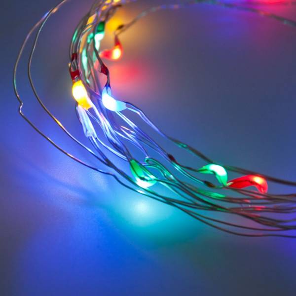 Guirlande lumineuse piles 2M 20 Micro LED multicolore intérieur  fête enfant couleur