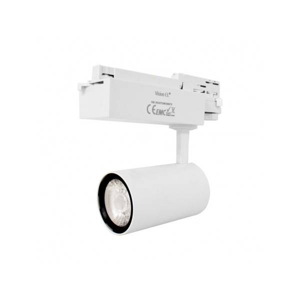 Spot LED orientable sur rail, aluminium blanc, 25 W blanc chaud 3000K IP20 blanc professionnel