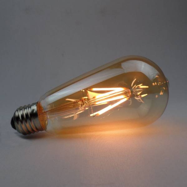 Ampoule vintage LED filament 4W 2200 kelvin blanc très chaud verre ambrée E27 ST64