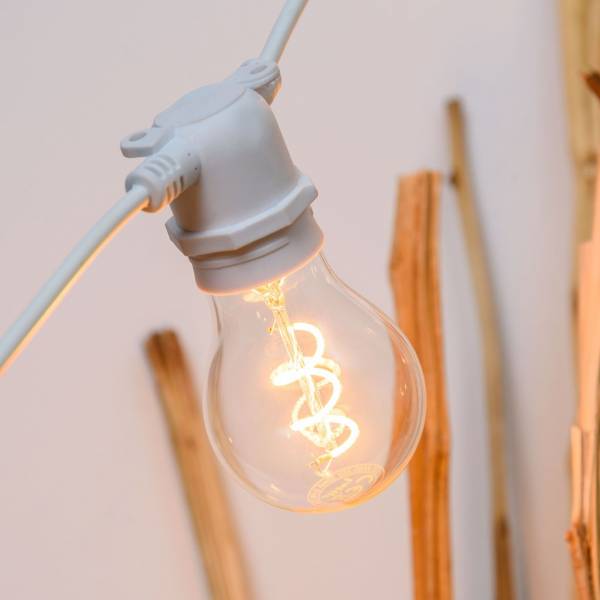 Ampoule LED à filament spirale vintage pour guirlande 36V 0.4W blanc chaud verre