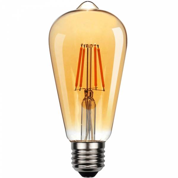 Ampoule vintage LED filament 4W blanc très chaud 2200 kelvin verre ambrée E27 ST64