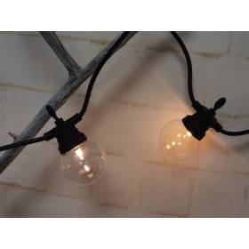Extension guirlande guinguette 6M 20 ampoules LED blanc chaud câble noir extensible IP44 Professionnelle Elume