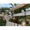 décoration lumineuse extérieure sur palissade avec la guirlande guinguette 6M Elume 10 ampoules transparentes