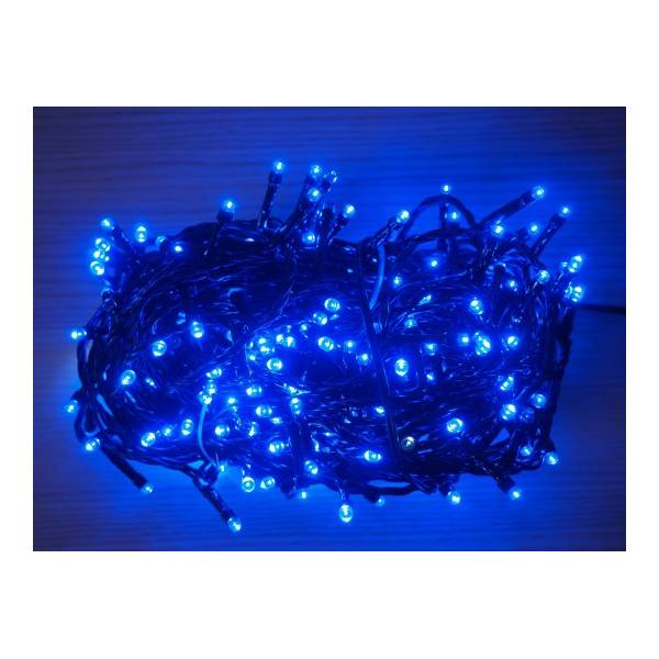 Guirlande lumineuse 17M 240 LED bleu fixe et blanc froid flash extérieure  IP44 câble noir Elume