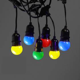 Guirlande guinguette extérieur 5M 10 ampoules suspendues LED 1W multicolores IP65 prolongeable