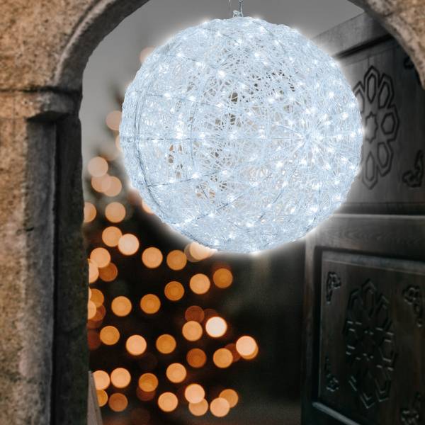 Sphère lumineuse de Noël acrylique D56cm 220 LED blanc froid 8 jeux lumières IP44 SMART Connect Lotti 31V
