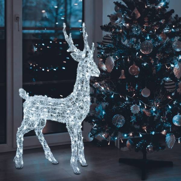 Renne lumineux de Noël 3D H105cm 180 LED blanc froid 8 modes IP44 SMART Connect Lotti 31V