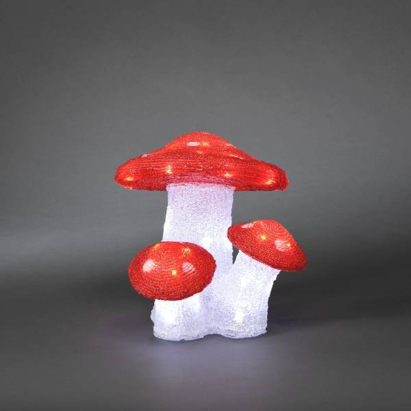Champignons lumineux blanc et rouge acrylique 25cm 48 LED blanc froid IP44 24V Konstsmide