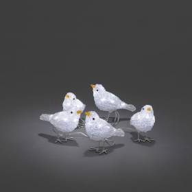Lot de 5 oiseaux lumineux blanc 40 LED blanc froid câble blanc IP44 Konstsmide