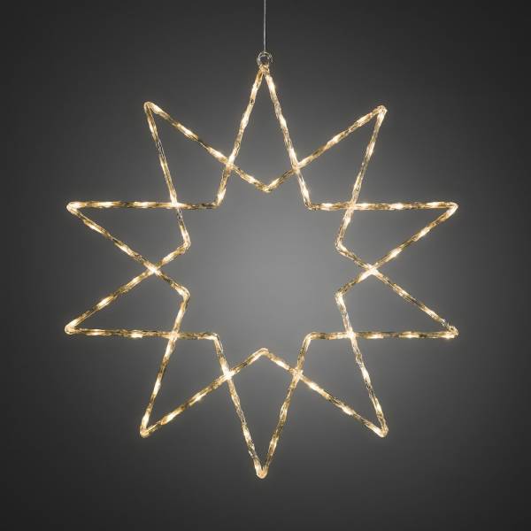 Étoile lumineuse 2D 10 branches 100cm 120 LED blanc chaud acrylique 24V câble transparent