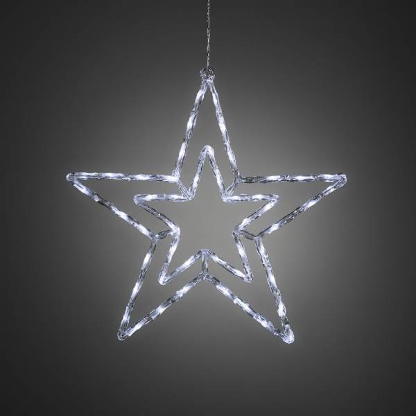 Étoile de noël lumineuse double acrylique 58cm 48 LED blanc froid câble transparent