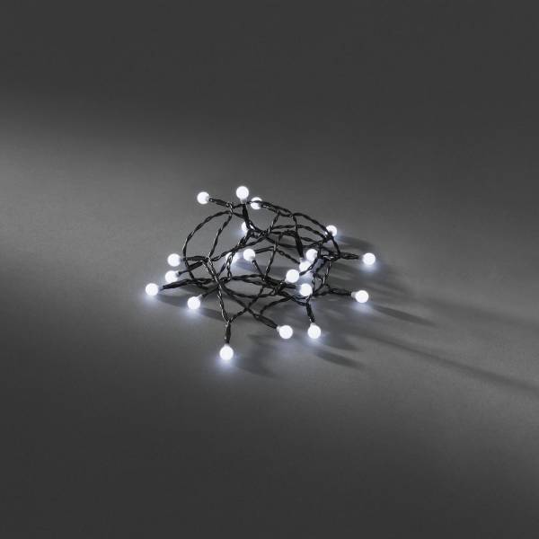 Guirlande lumineuse mini boules blanc froid à piles 4M 50 LED câble noir timer Konstsmide