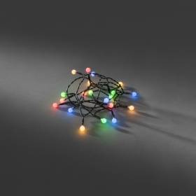 Guirlande lumineuse mini boules multicolores piles 4M 50 LED câble noir timer Konstsmide