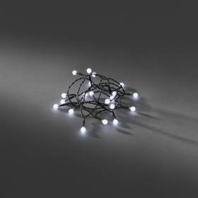 Guirlande lumineuse à piles mini boules 1,5M 20 LED blanc froid câble noir timer Konstsmide