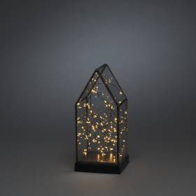 Lanterne en verre filament lumineux ambre piles 24.5cm 80 LED intérieur