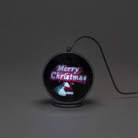Boule lumineuse Noël hologramme 3D merry christmas minuteur 10cm LED blanc froid Konstsmide