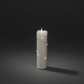 Bougie lumineuse en cire blanc fil argenté flamme 3D minuterie 17.8 cm 10 LED blanc chaud