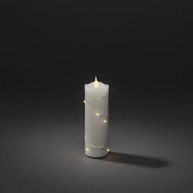 Bougie lumineuse en cire blanc fil argenté flamme 3D minuterie 15.2cm 9 LED blanc chaud