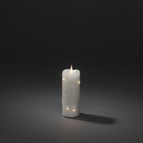 Bougie lumineuse en cire blanche fil micro LED argenté flamme 3D à piles avec timer