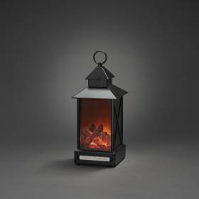 Lanterne lumineuse de noël cheminée à piles avec minuterie 32cm 4 LED blanc chaud