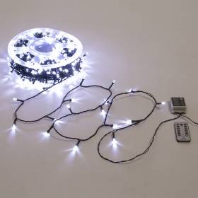 Guirlande lumineuse Diamant 50m 500 LED blanc froid 8 modes dimmable télécommande câble vert