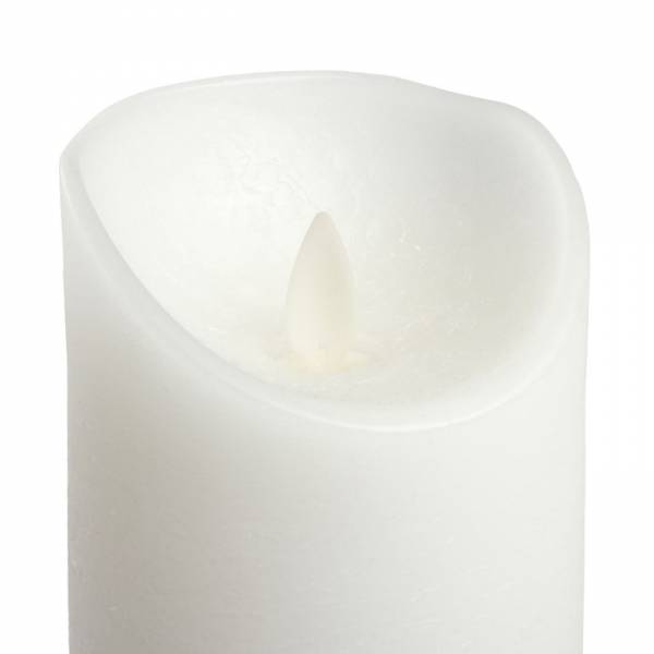 Bougie LED à piles cire véritable Blanche Flamme vacillante H10cm Timer Blanc chaud