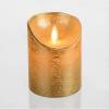 Bougie LED cire véritable dorée à piles Flamme vacillante réaliste H10cm Timer Blanc chaud