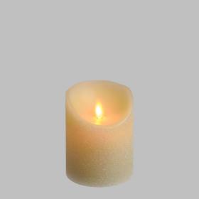 Bougie LED en cire Ivoire pailleté Flamme vacillante à piles H10cm Timer Blanc chaud
