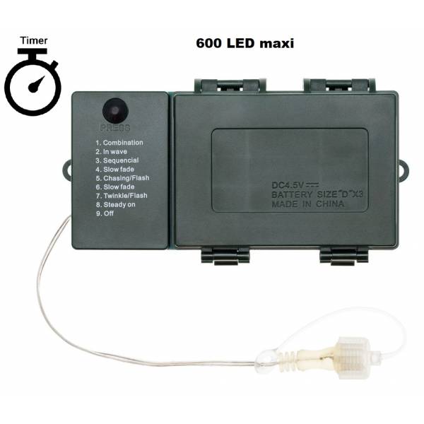 Alimentation porte piles 600 LED Maxi Minuteur 8 jeux de lumières IP44 pour gamme SMART Connect Lotti 31V