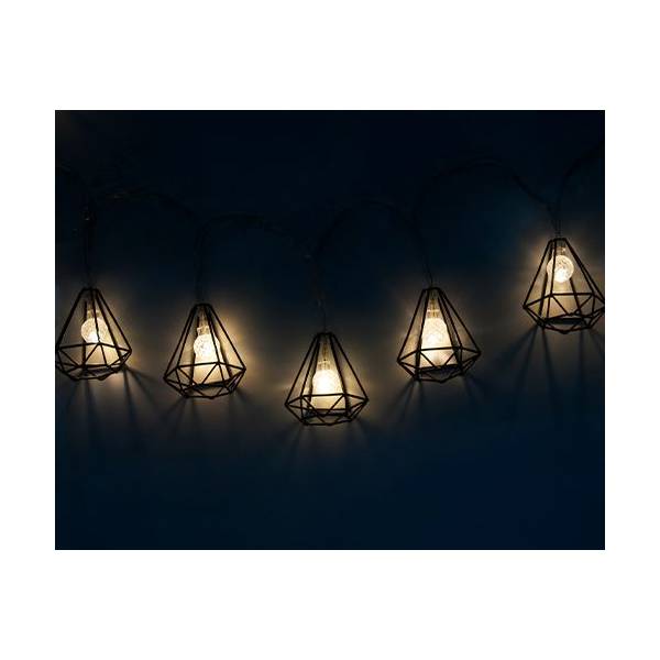 PLANET LIGHT - Guirlande lumineuse en métal noir 10 ampoules 6m