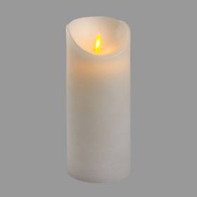 Bougie LED à piles en cire naturelle Blanche Flamme en mouvement H18cm Timer Blanc chaud