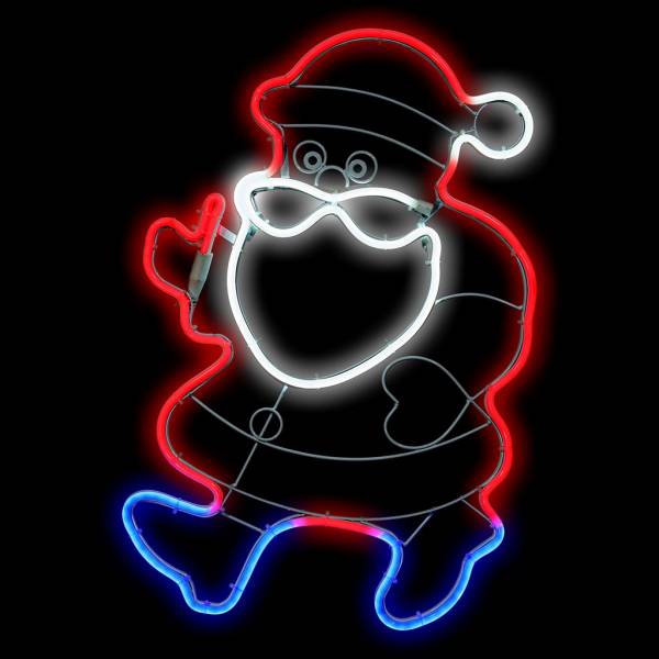 Père Noël néon en tube H57cm 288 LED rouge bleu et blanc froid 24V extérieur