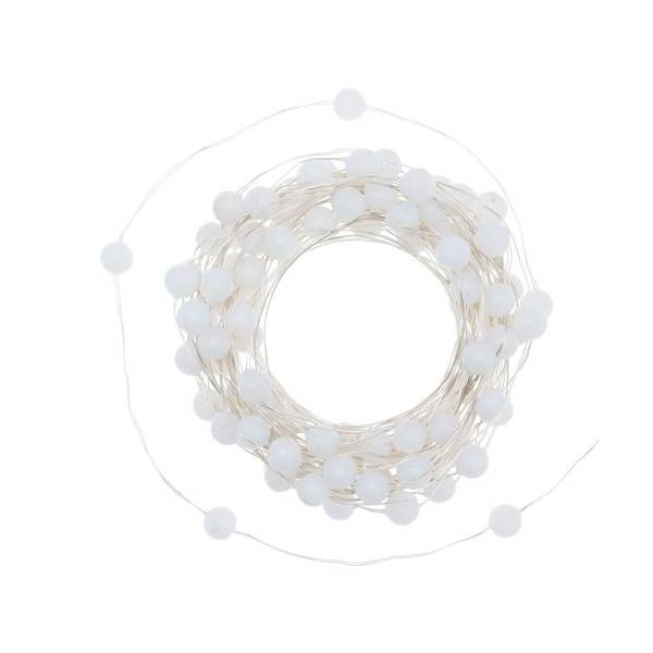 Guirlande lumineuse mini sphère 10M 100 micro LED blanc chaud câble métallique argenté IP44