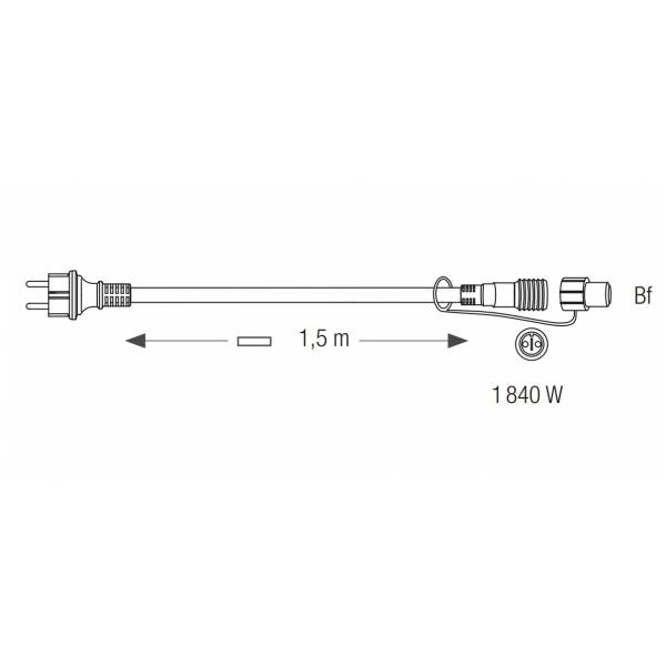 Câble d'alimentation connecteur B - L1,5m - 230V