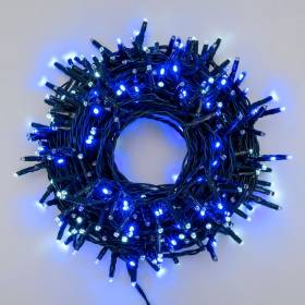 Guirlande LED bleu et blanc froid Multi Flash 18M 300 mini-LED câble vert foncé IP44