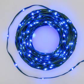 Guirlande lumineuse gouttes 30m 400 LED haute luminosité bleu 8 modes lumière câble vert IP44