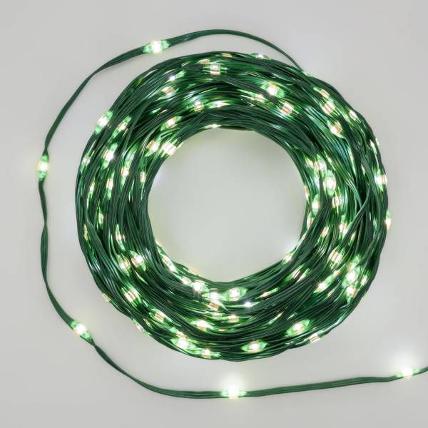 Guirlande lumineuse gouttes 45m 600 LED haute luminosité blanc froid 8 animations câble vert IP44